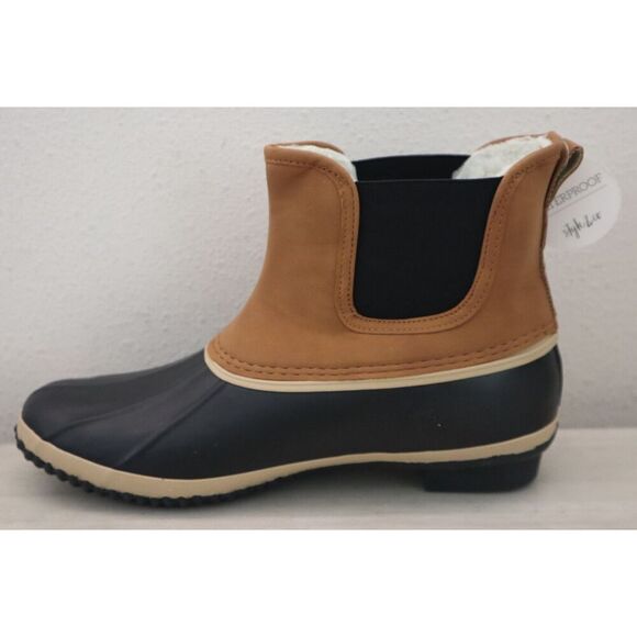 Style & Co. Womens 10M Chestnut Brown Harlii PU Leather Pull-On Ankle Duck Boots - Picture 6 of 13